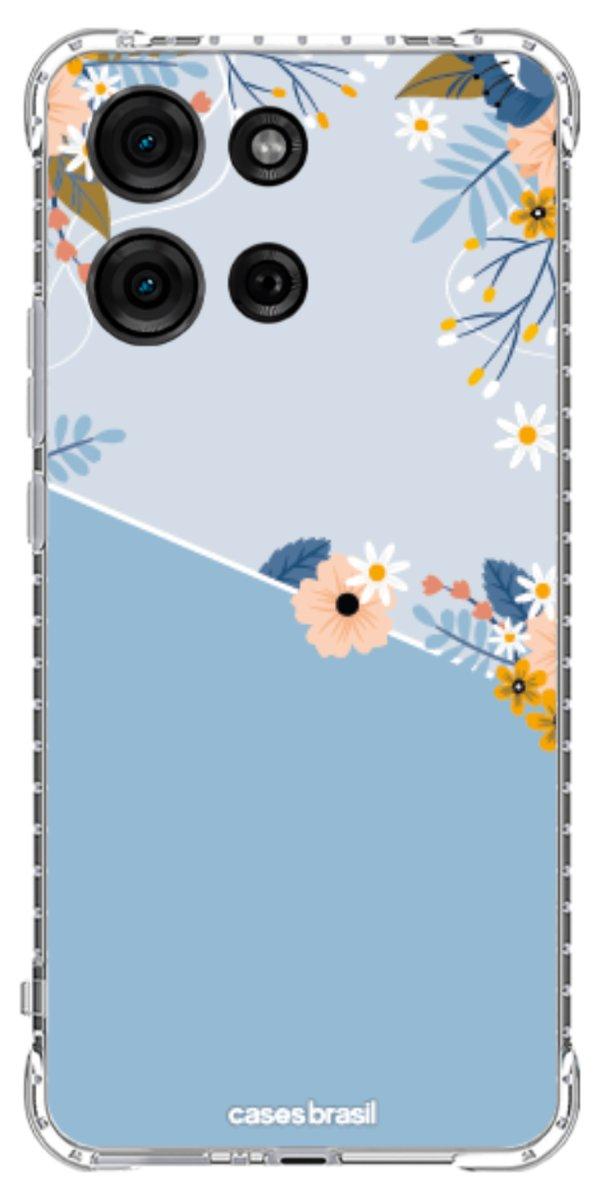 Capinha para Celular Ramo de Flores Azul