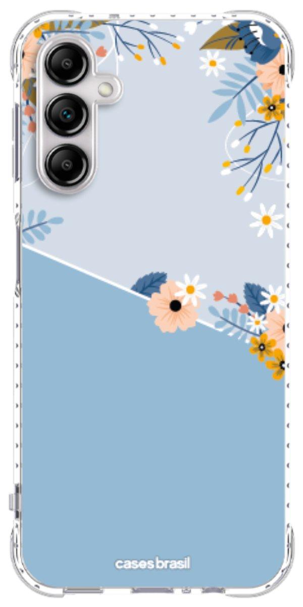 Capinha para Celular Ramo de Flores Azul