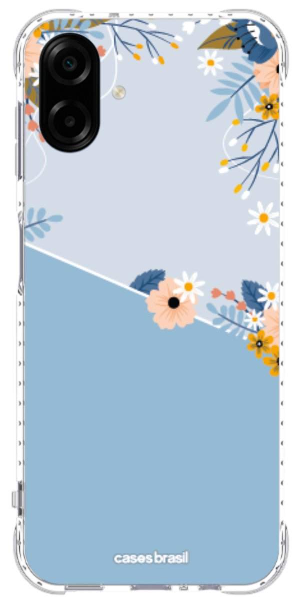 Capinha para Celular Ramo de Flores Azul