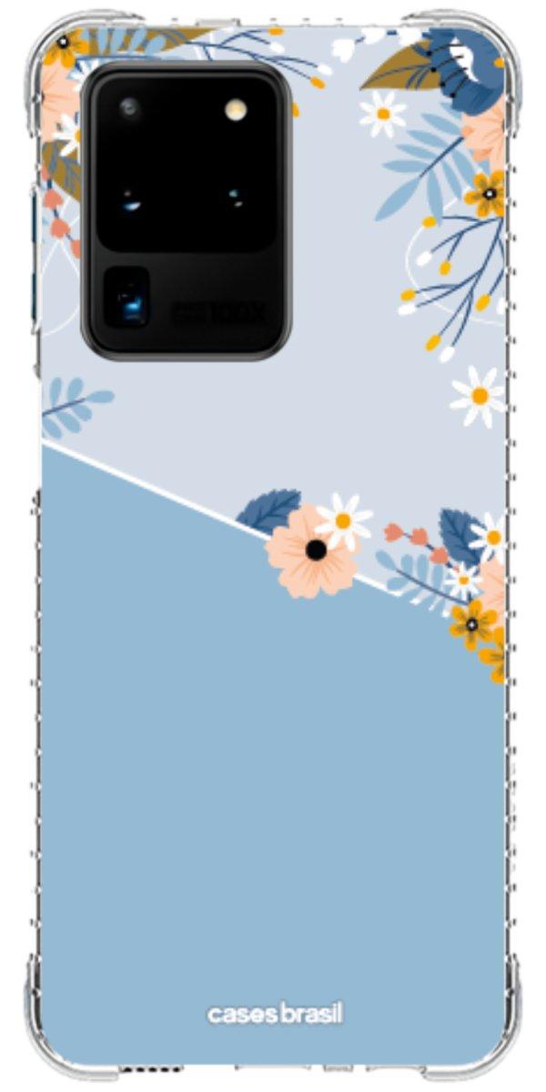 Capinha para Celular Ramo de Flores Azul