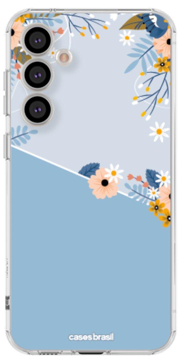 Capinha para Celular Ramo de Flores Azul