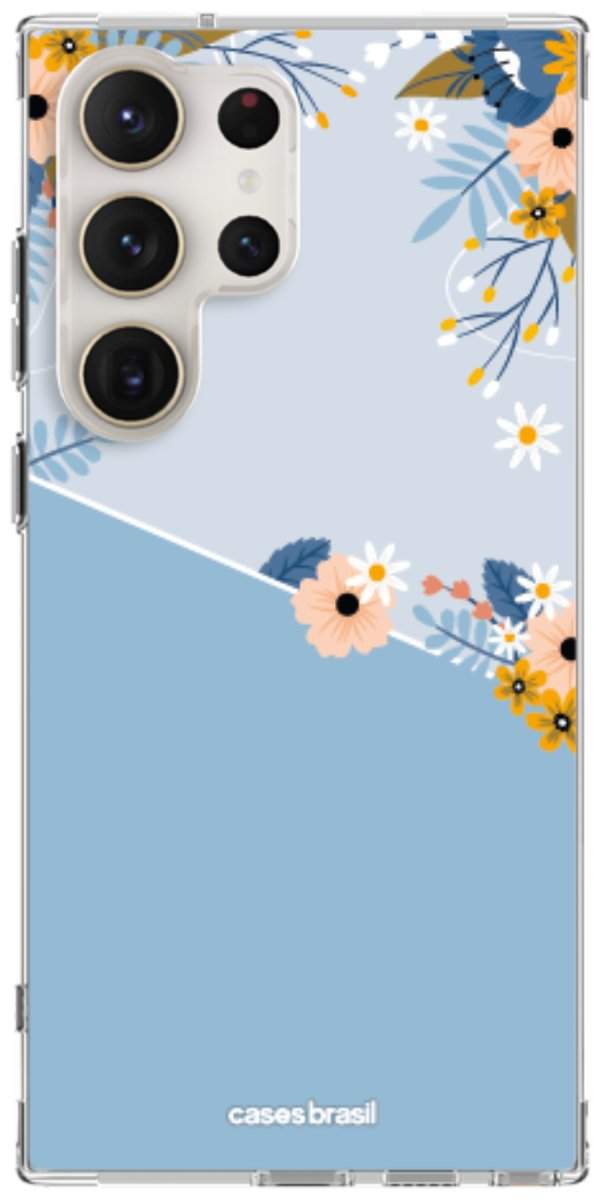 Capinha para Celular Ramo de Flores Azul