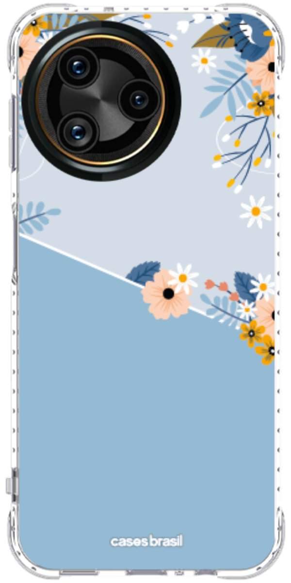 Capinha para Celular Ramo de Flores Azul