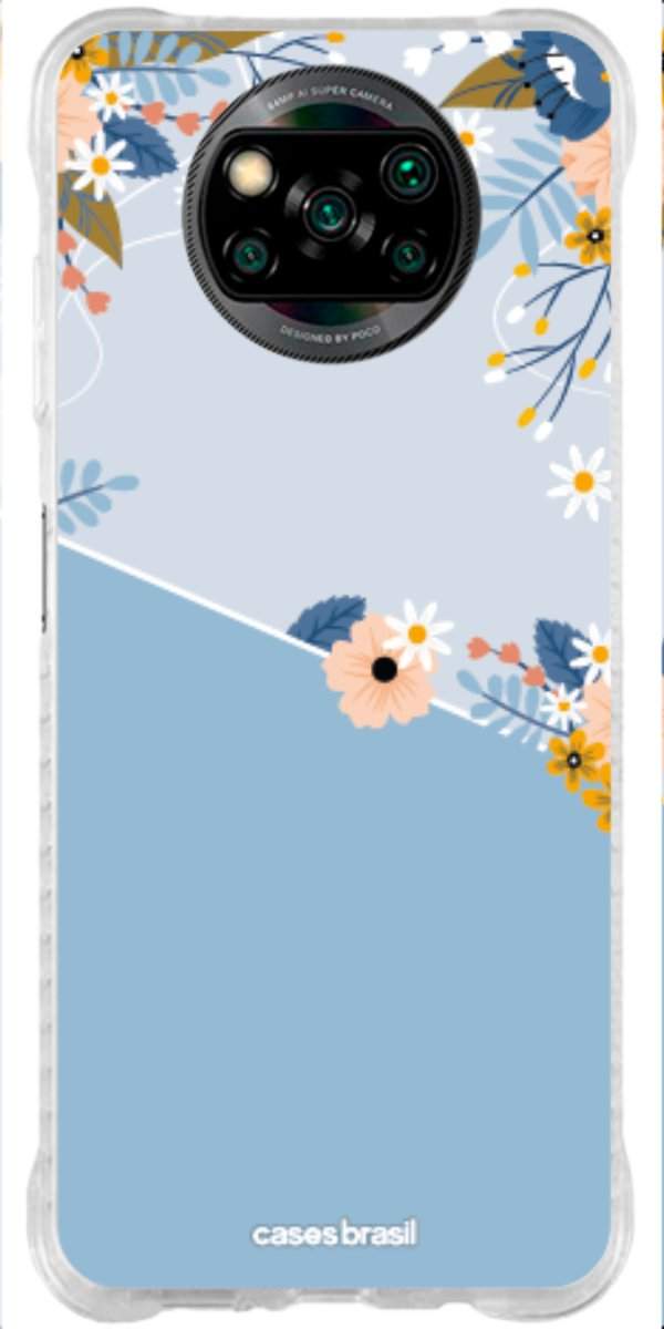 Capinha para Celular Ramo de Flores Azul