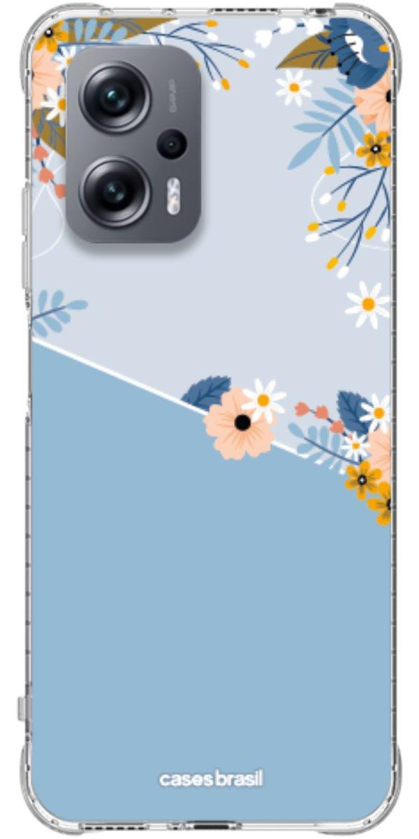 Capinha para Celular Ramo de Flores Azul