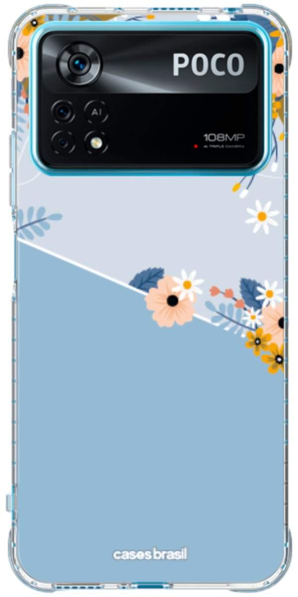Capinha para Celular Ramo de Flores Azul