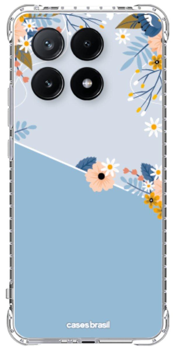 Capinha para Celular Ramo de Flores Azul