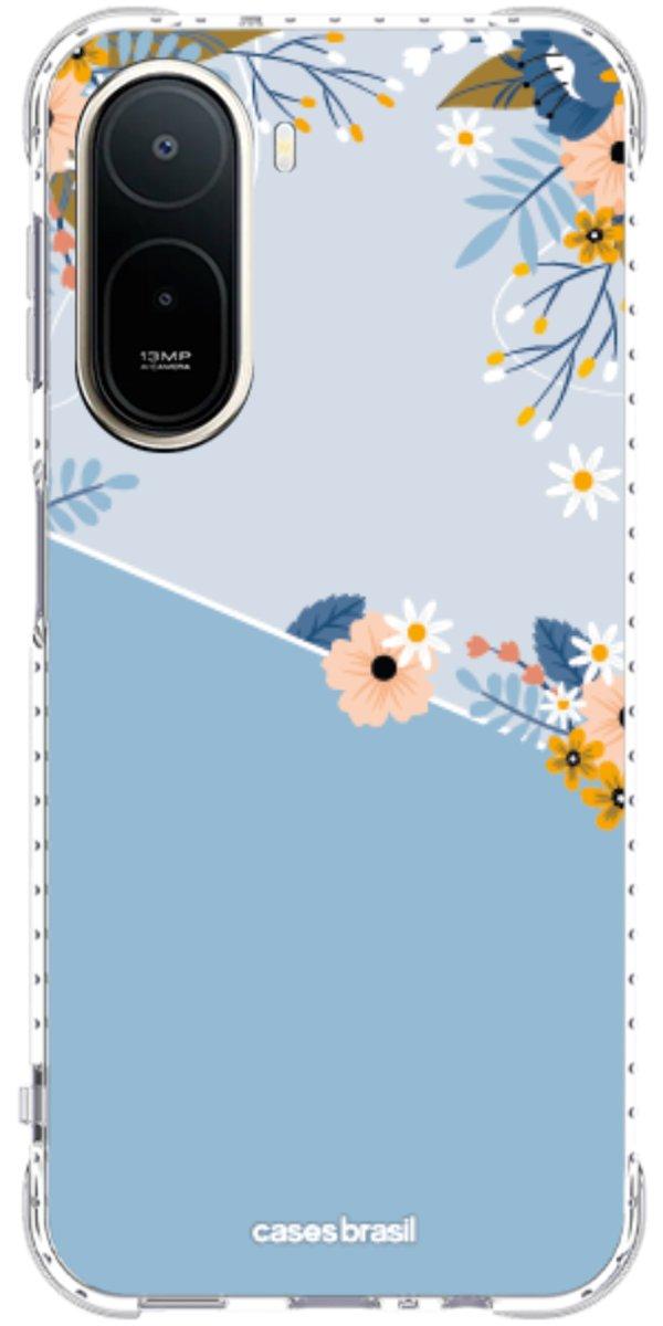 Capinha para Celular Ramo de Flores Azul