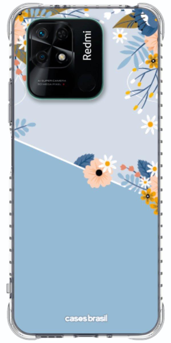 Capinha para Celular Ramo de Flores Azul