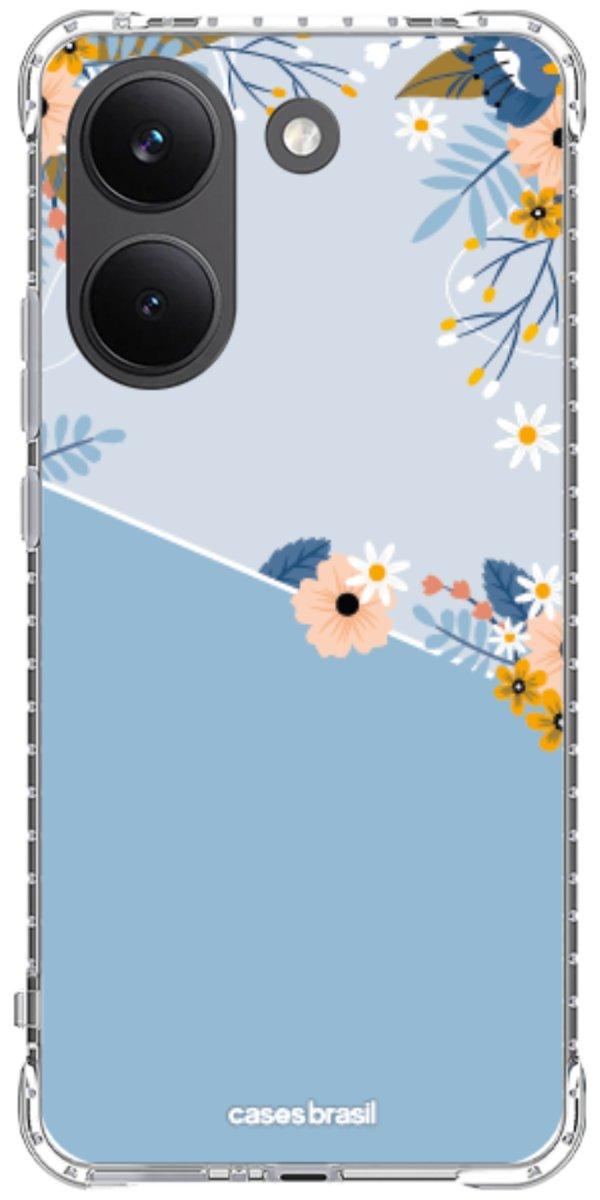Capinha para Celular Ramo de Flores Azul