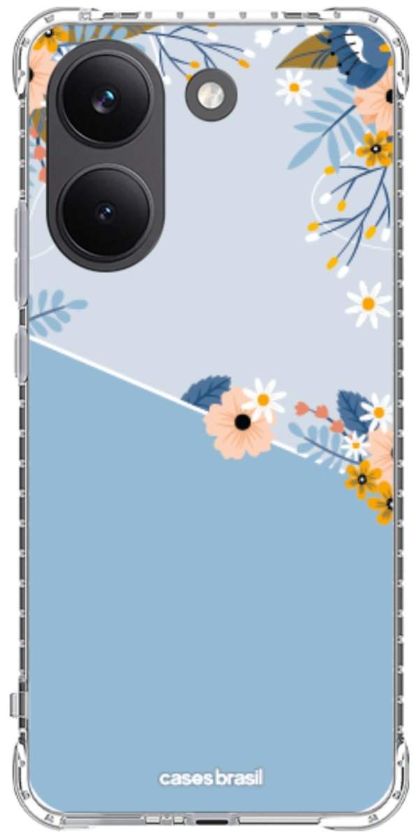 Capinha para Celular Ramo de Flores Azul