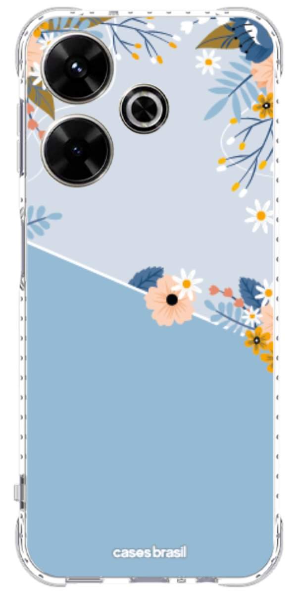 Capinha para Celular Ramo de Flores Azul