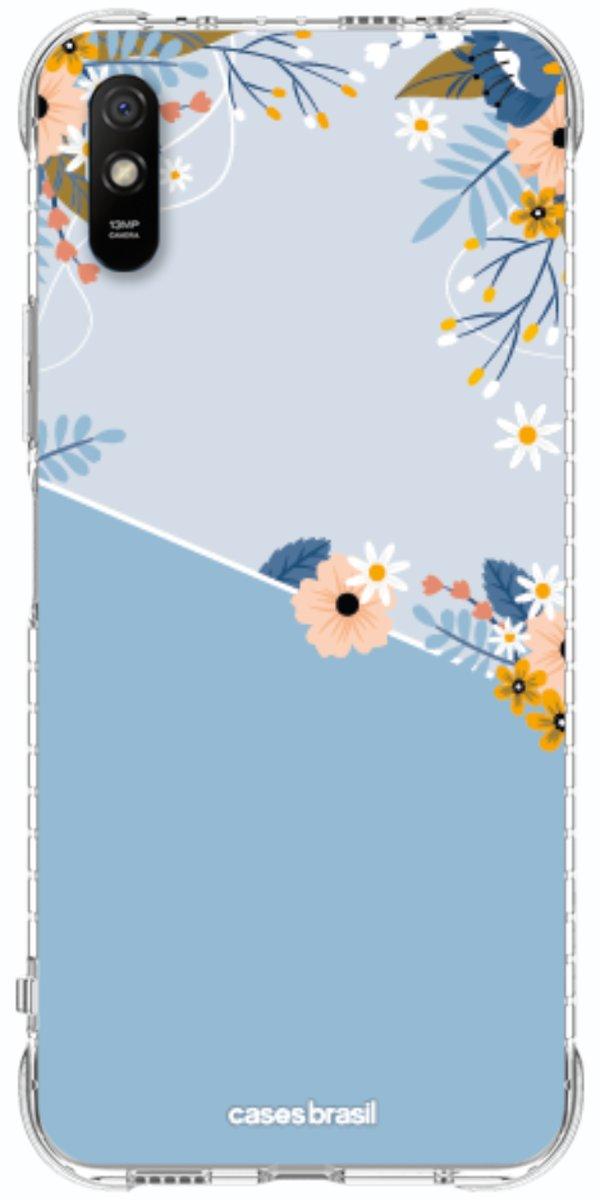 Capinha para Celular Ramo de Flores Azul