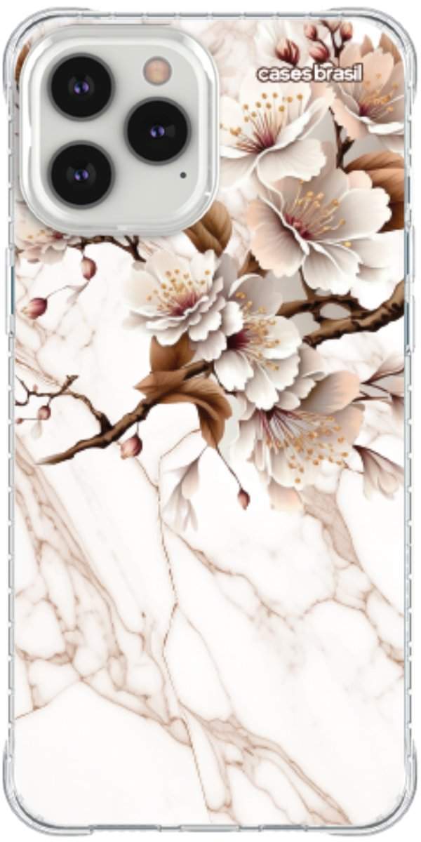 Capinha para Celular Mármore Sépia Floral