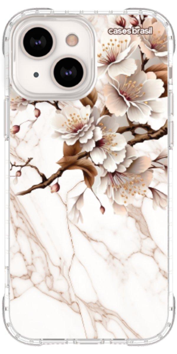 Capinha para Celular Mármore Sépia Floral