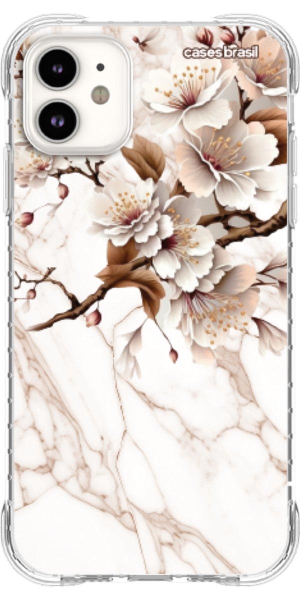 Capinha para Celular Mármore Sépia Floral