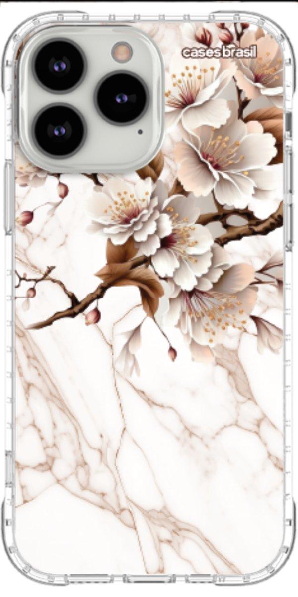 Capinha para Celular Mármore Sépia Floral