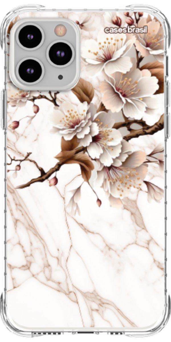 Capinha para Celular Mármore Sépia Floral