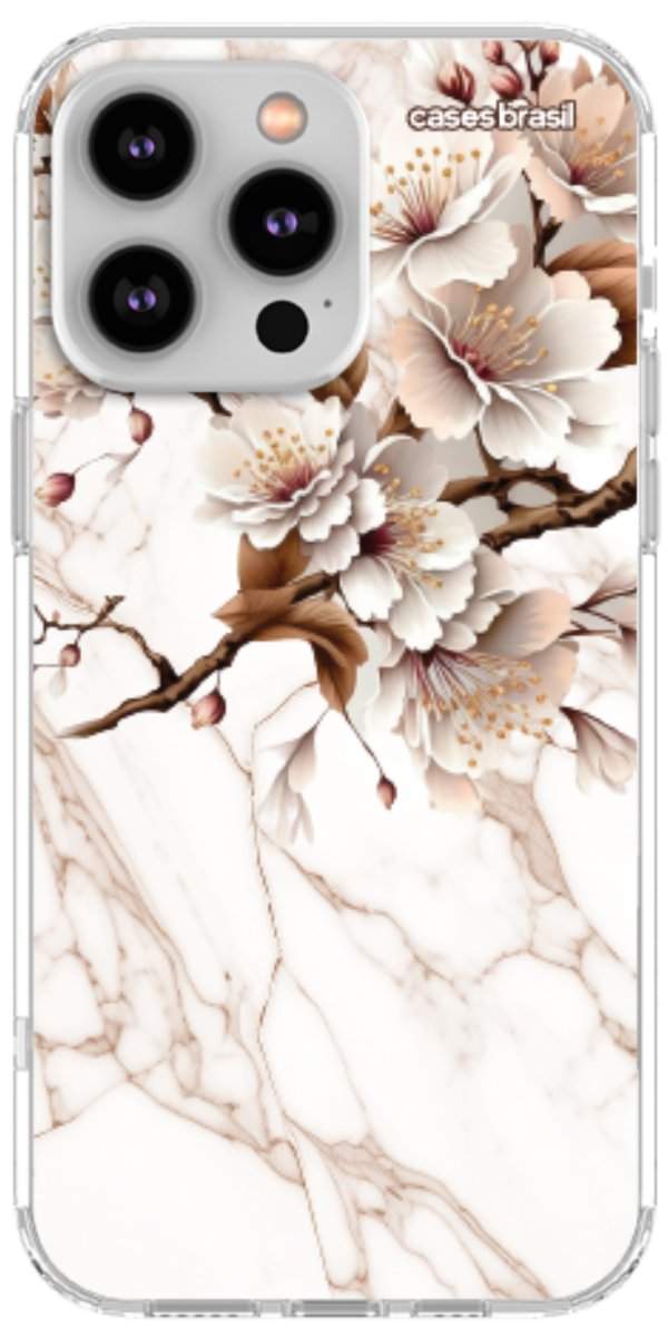 Capinha para Celular Mármore Sépia Floral