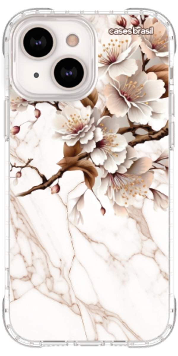 Capinha para Celular Mármore Sépia Floral