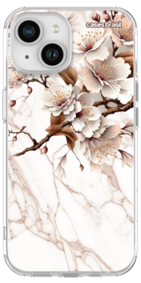 Capinha para Celular Mármore Sépia Floral