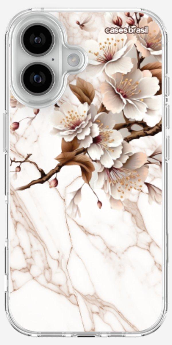 Capinha para Celular Mármore Sépia Floral