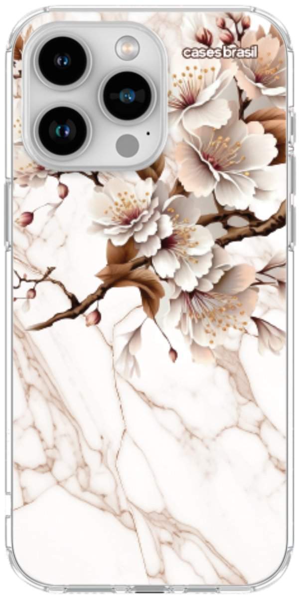 Capinha para Celular Mármore Sépia Floral