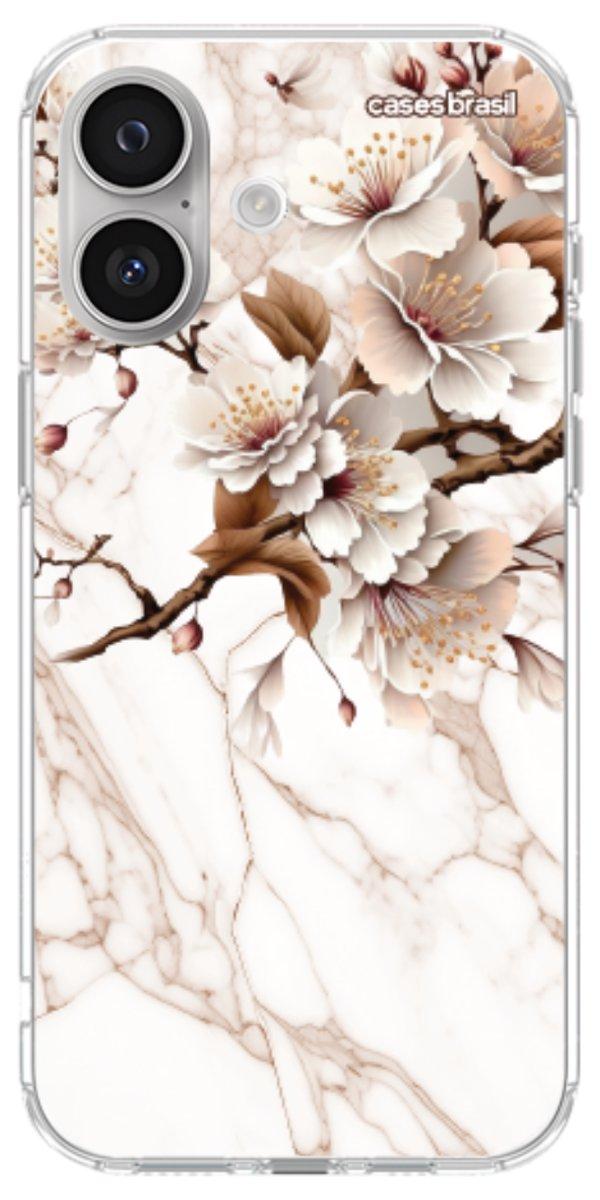 Capinha para Celular Mármore Sépia Floral