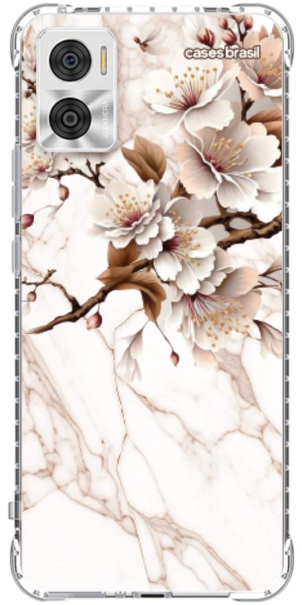 Capinha para Celular Mármore Sépia Floral