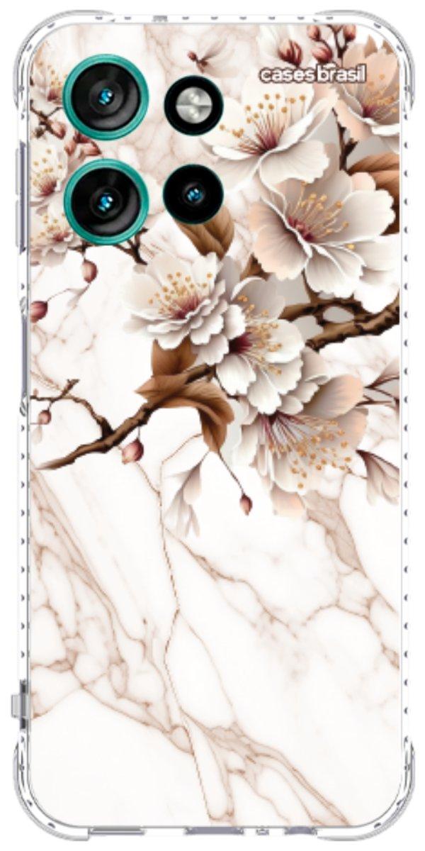 Capinha para Celular Mármore Sépia Floral
