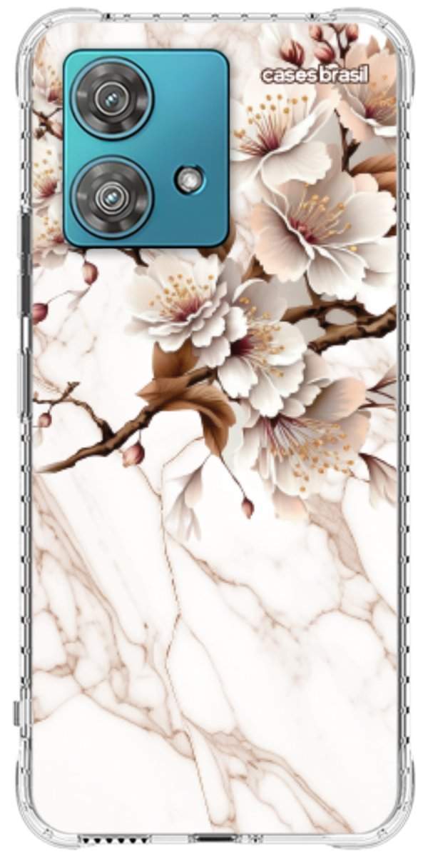 Capinha para Celular Mármore Sépia Floral