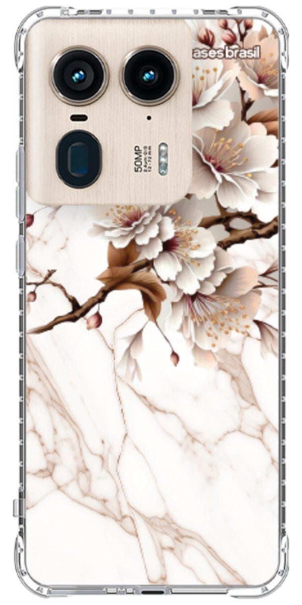 Capinha para Celular Mármore Sépia Floral