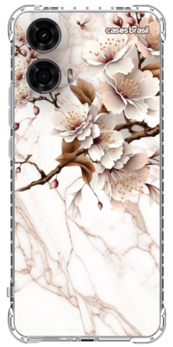 Capinha para Celular Mármore Sépia Floral