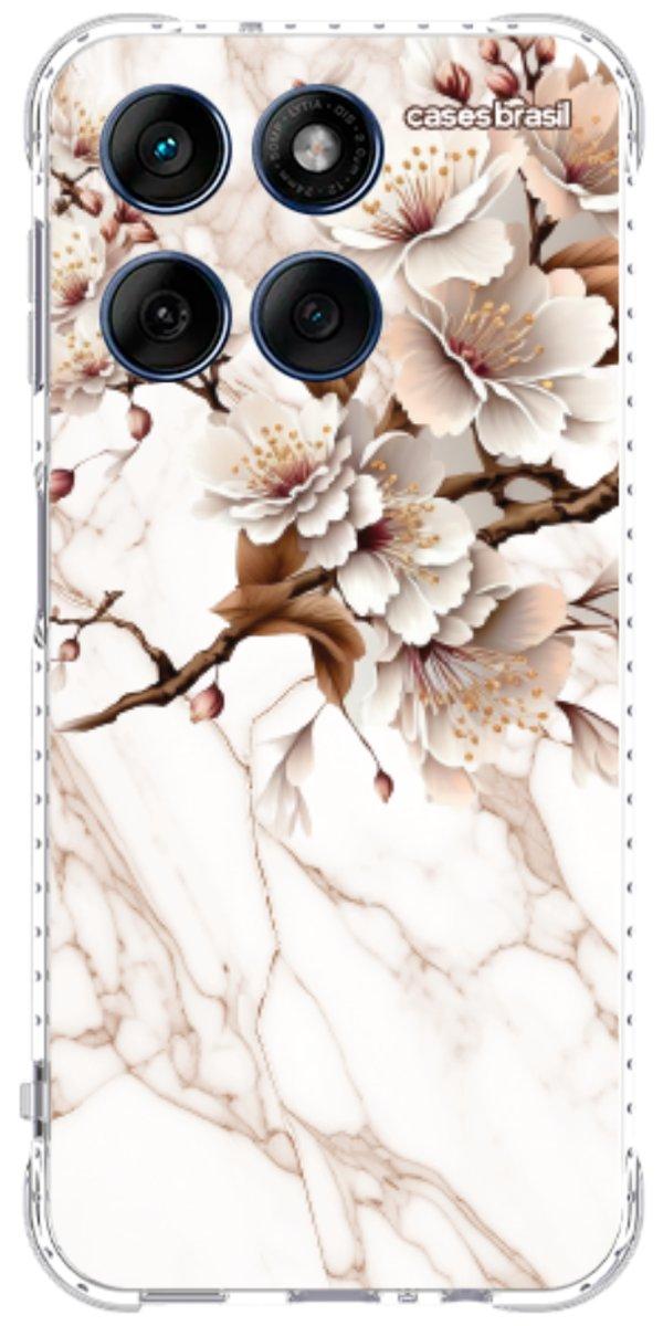 Capinha para Celular Mármore Sépia Floral