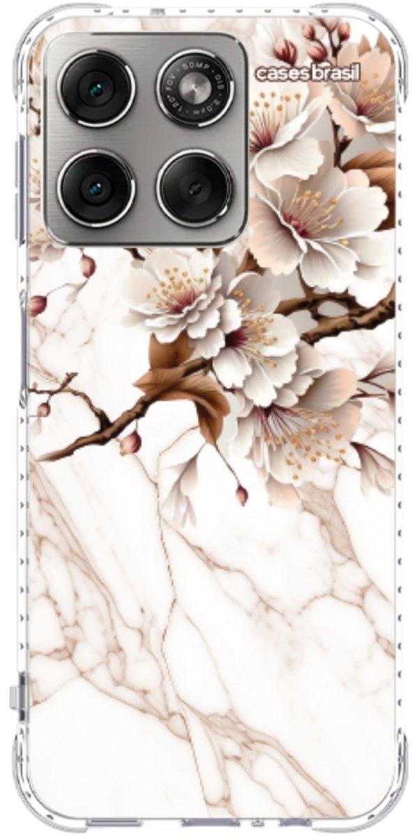 Capinha para Celular Mármore Sépia Floral