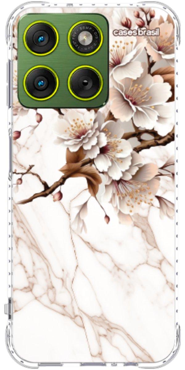 Capinha para Celular Mármore Sépia Floral