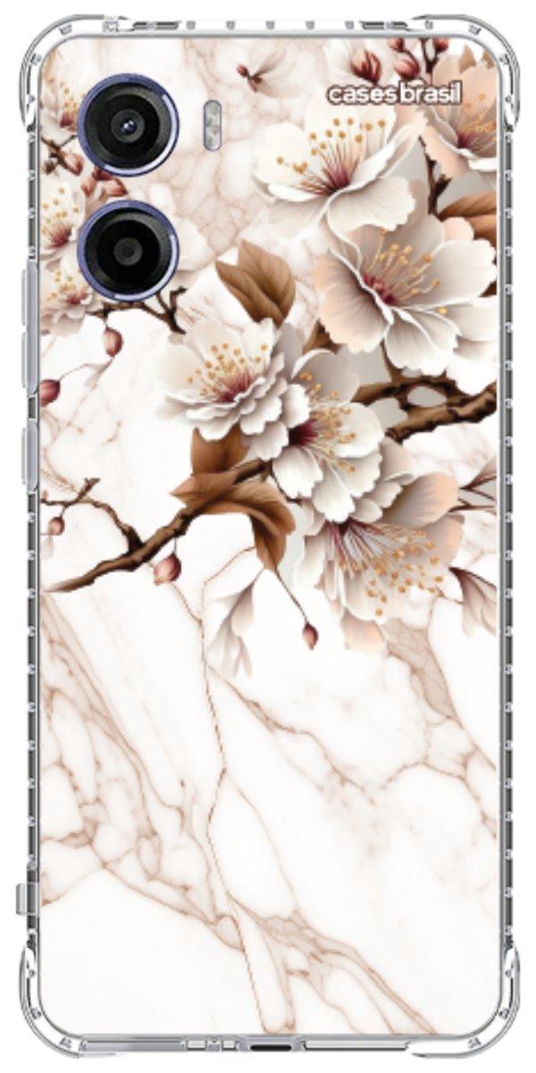 Capinha para Celular Mármore Sépia Floral