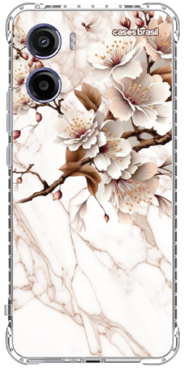 Capinha para Celular Mármore Sépia Floral