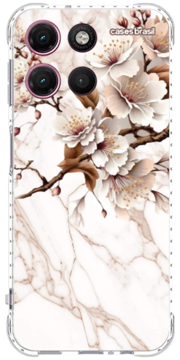 Capinha para Celular Mármore Sépia Floral