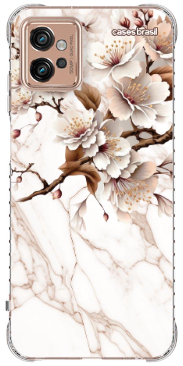 Capinha para Celular Mármore Sépia Floral