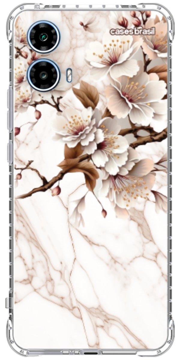 Capinha para Celular Mármore Sépia Floral