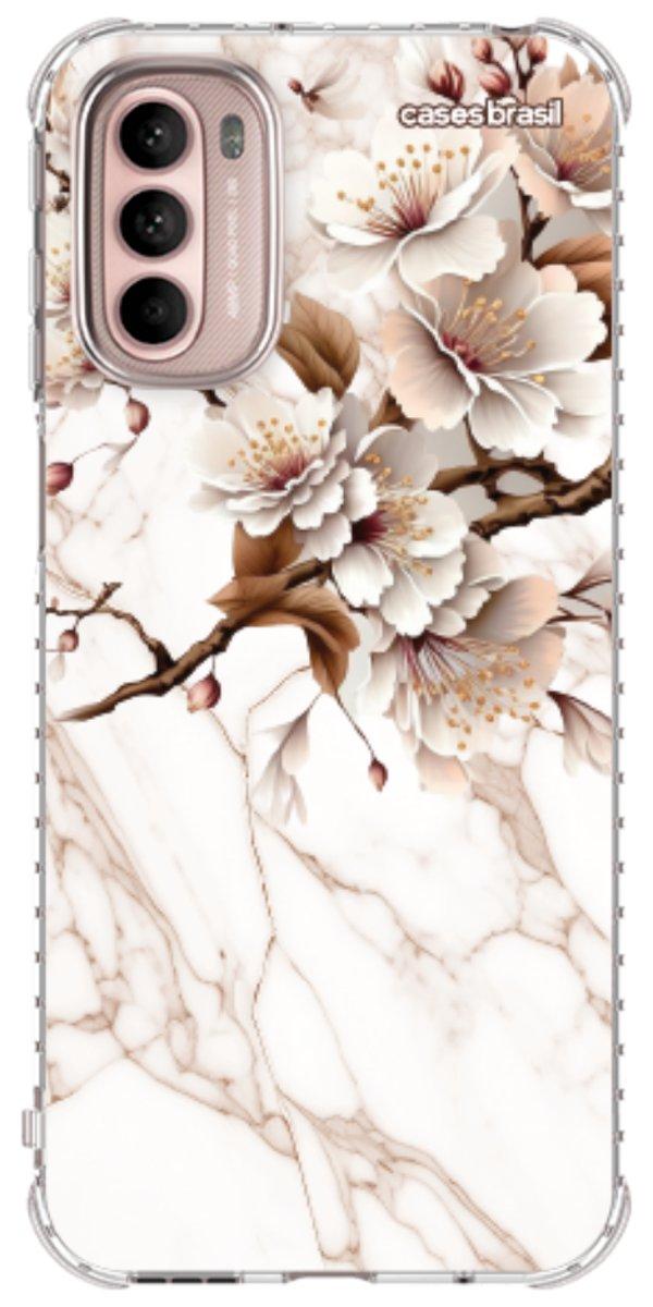 Capinha para Celular Mármore Sépia Floral