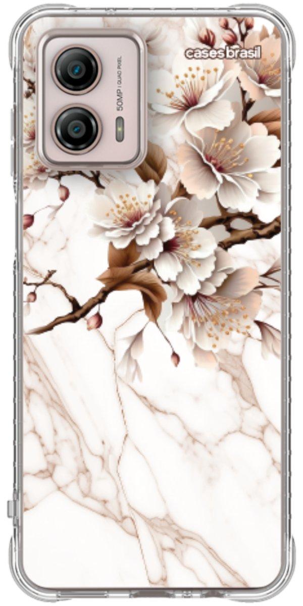 Capinha para Celular Mármore Sépia Floral