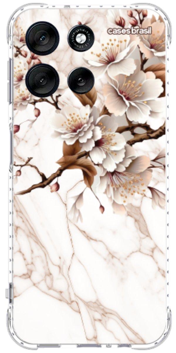 Capinha para Celular Mármore Sépia Floral