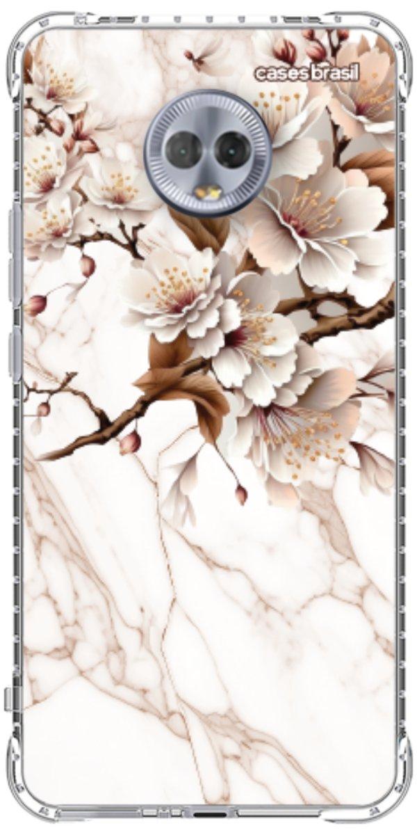 Capinha para Celular Mármore Sépia Floral