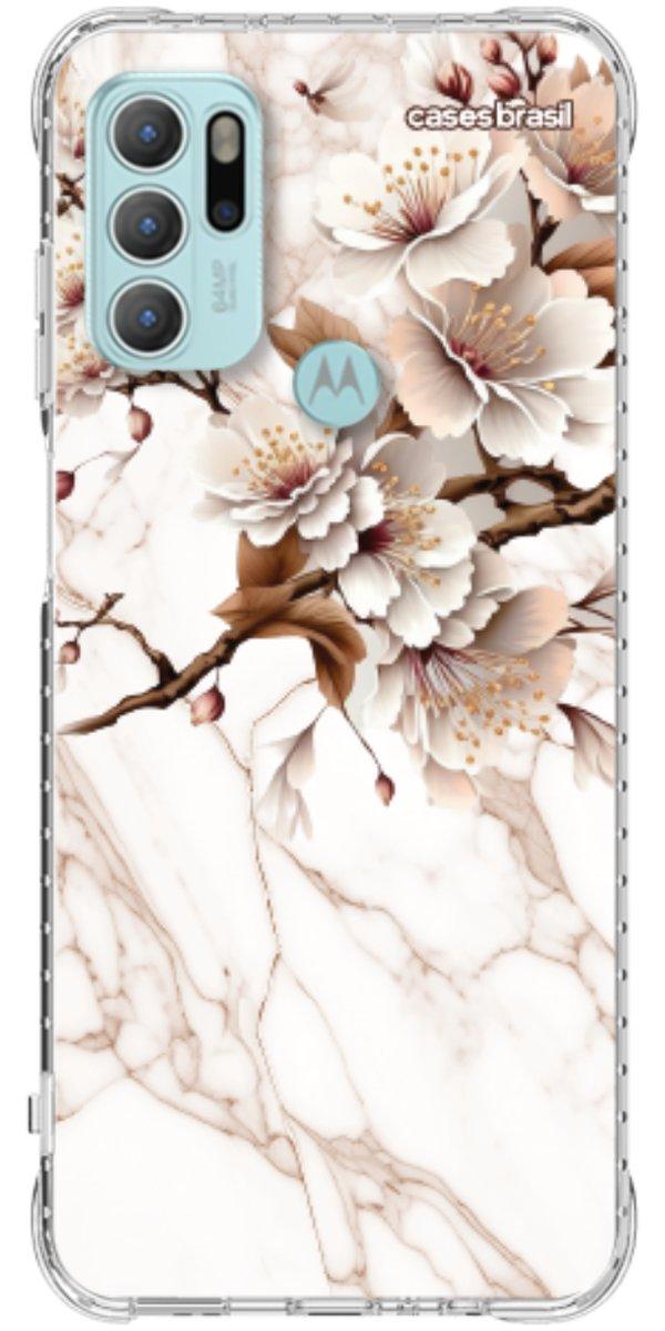 Capinha para Celular Mármore Sépia Floral