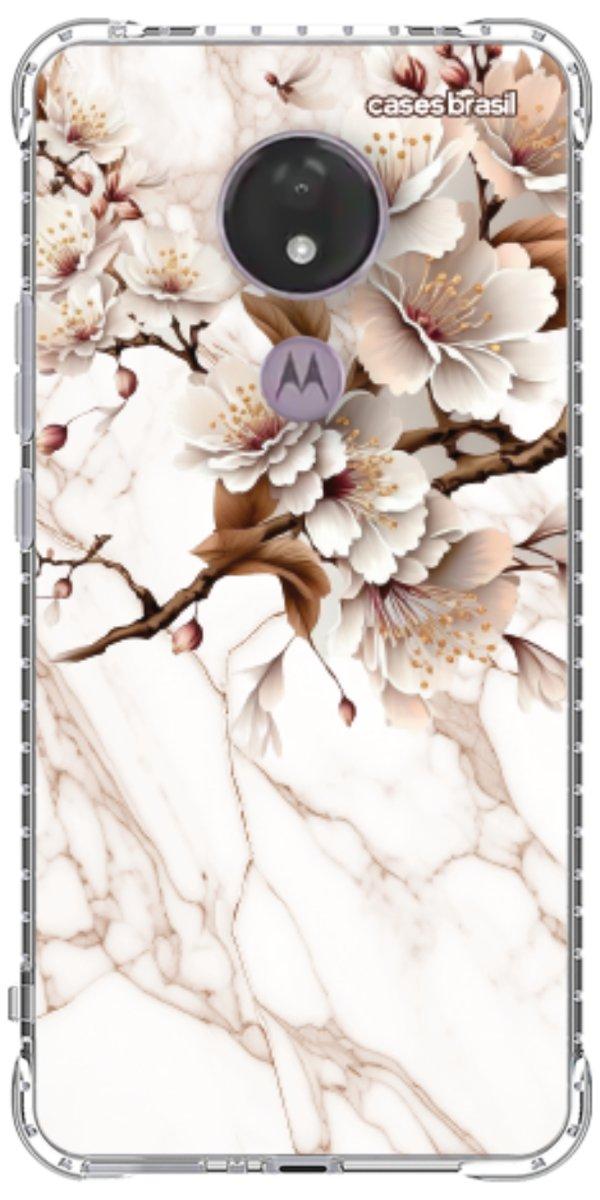 Capinha para Celular Mármore Sépia Floral