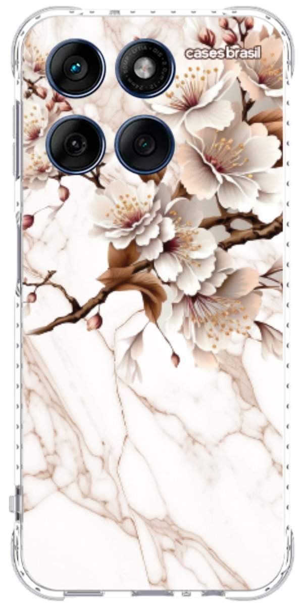 Capinha para Celular Mármore Sépia Floral