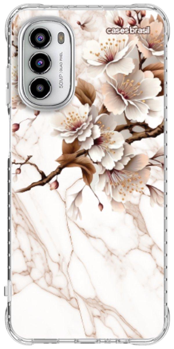 Capinha para Celular Mármore Sépia Floral