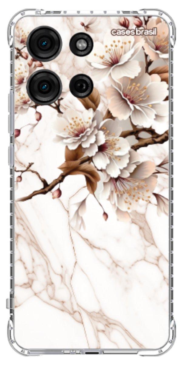 Capinha para Celular Mármore Sépia Floral